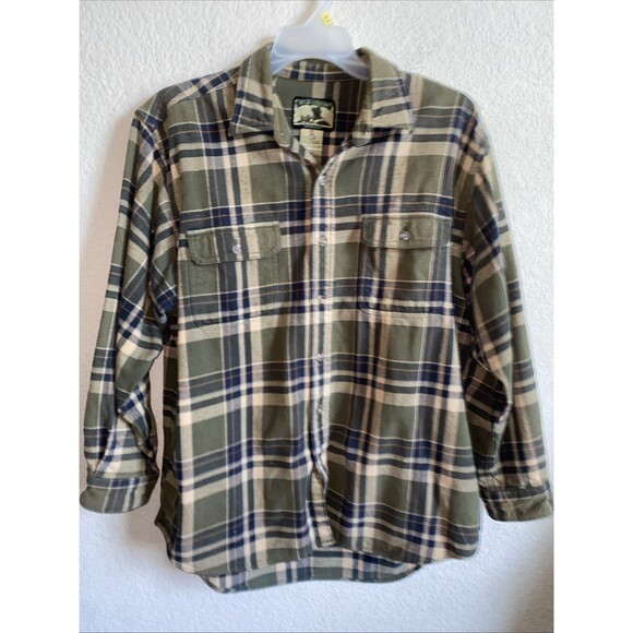Field & Stream Heavy Flannel plaid Shirt Green Pockets XL Lumberjack Cabin Good - Picture 1 of 7